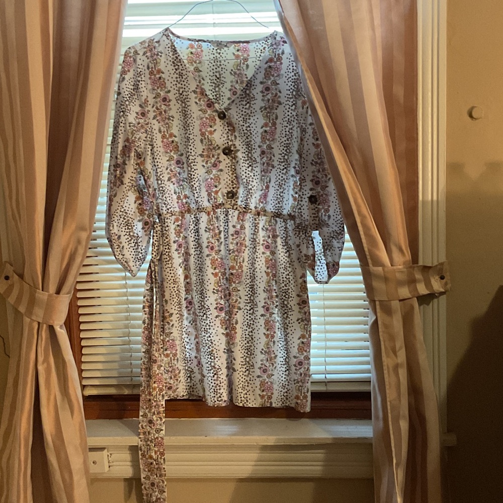 Blush Floral Button-Up Dress
